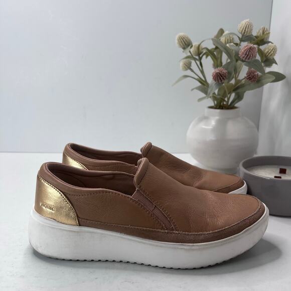 Vionic Kearny Platform Leather Slip-On Sneaker Loafer Tan Women 9M - Picture 4 of 9